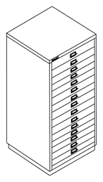 Serie DIN A3 – BA3/15 Schubladenschrank mit 15 Schüben à 51 mm Maße (BxHxT): 34,9 x 94,0 x 43,2