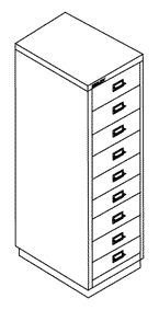 Serie 39 DIN A4 – 39/9 Schubladenschrank, 9 Schübe à 86 mm Maße (BxHxT): 27,9 x 94,0 x 42,9 cm