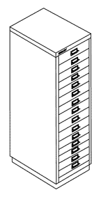 Serie 39 DIN A4 – 39/15 Schubladenschrank, 15 Schübe à 51 mm Maße (BxHxT): 27,9 x 86,0 x 38,0 cm